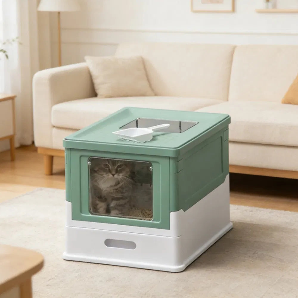 Stainless Steel Enclosed Litter Box for Cats