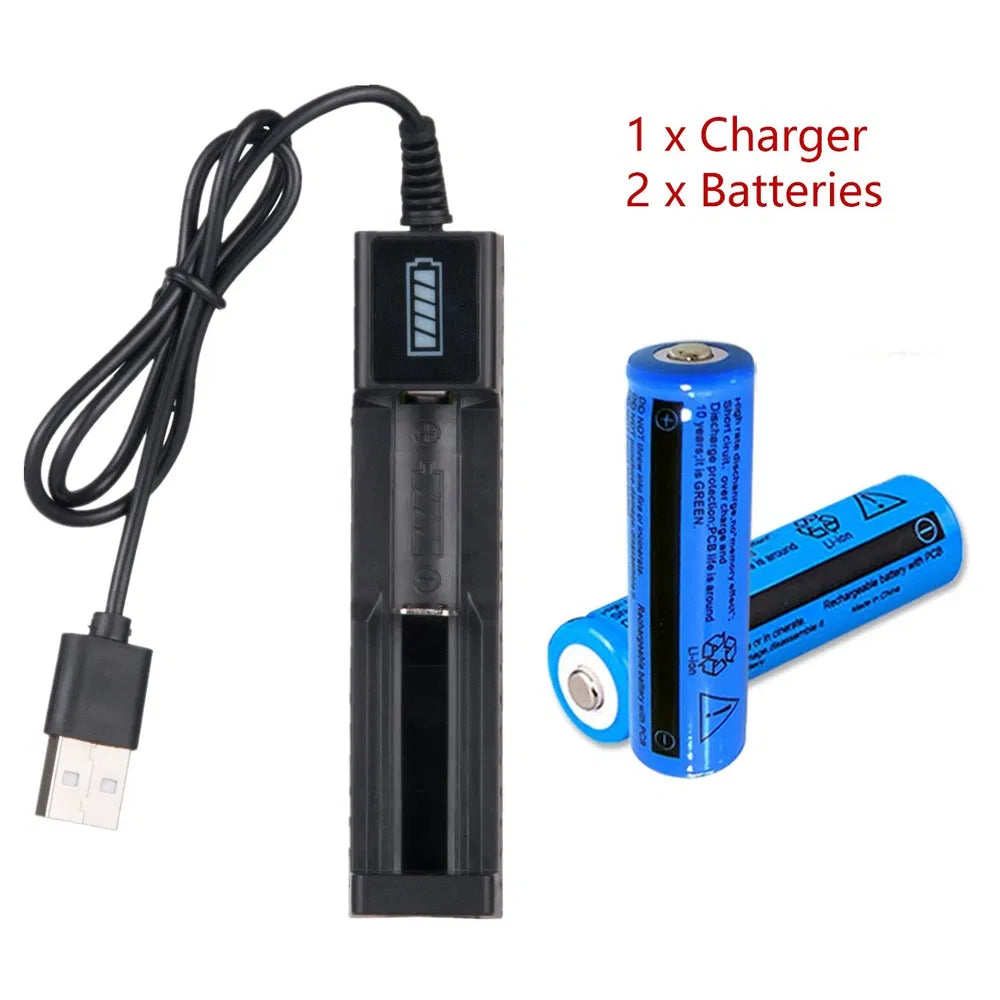 Rechargeable Li-Ion Button Top Batteries 3000mAh Multipurpose Battery 3.7V & USB Charger For Torch Laser - view 5