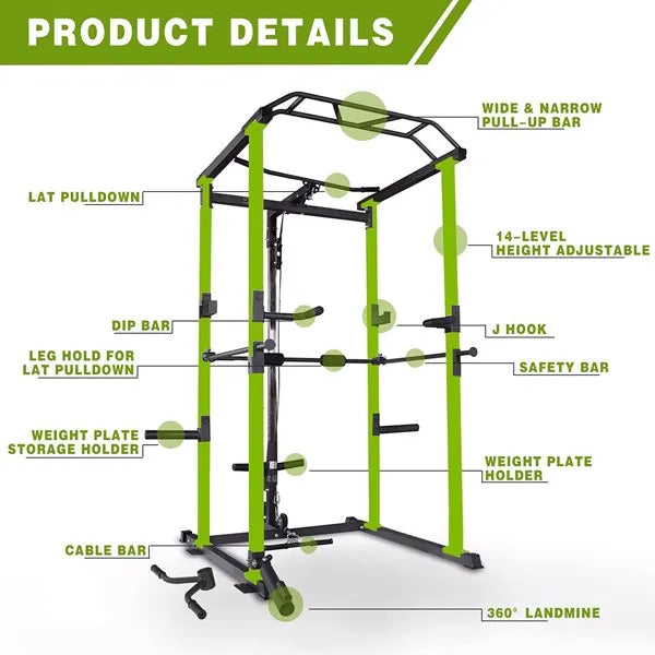 Home Gym sets Multi-functional Power Cage,Home Adjustable Pullup Squat Rack 1000Lbs Capacity Comprehensive Fitness - view 5