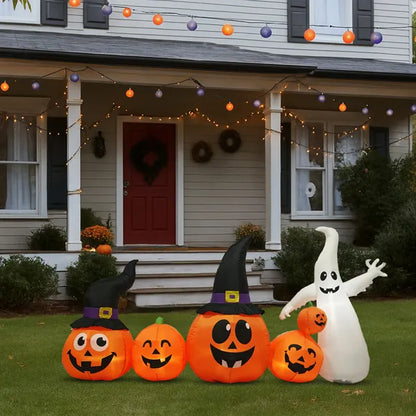 8FT Long Halloween Inflatables Pumpkins Ghost Outdoor Decorations, Blow Up Yard Decoration With Built-in LEDs Lighted - view 9