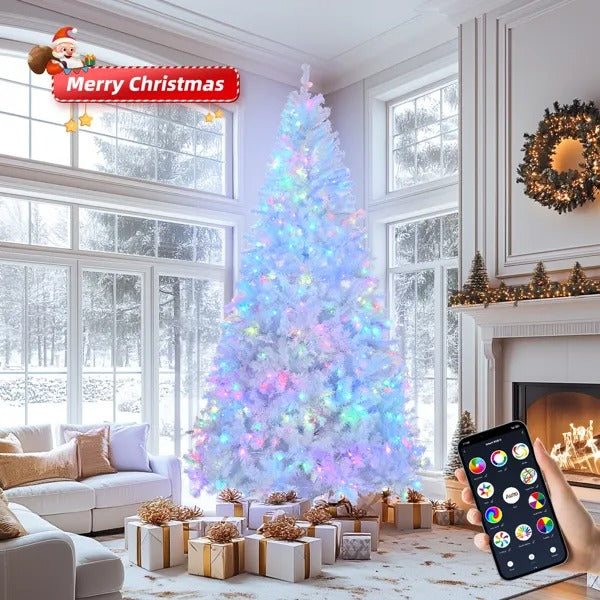 7 FT Pre-lit Artificial Christmas Tree, APP Controlled Xmas Tree Hinged Branches With 400 RGB Lights And 1150 Branch - view 3