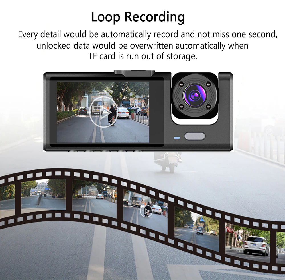 Car Dual Lens Dash Cam HD 1080P Front Rear Inside Video Recorder Camera G-Sensor - view 5