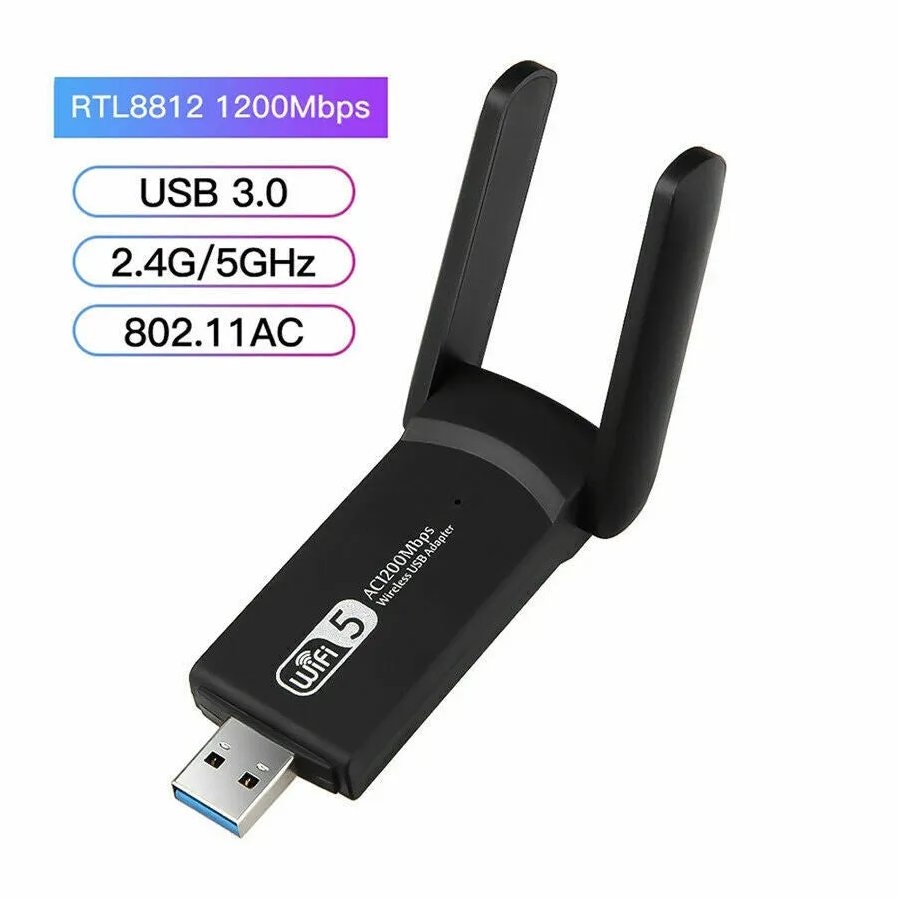 1200Mbps Long Range AC1200 Dual Band 5GHz Wireless USB 3.0 WiFi Adapter Antennas - view 7