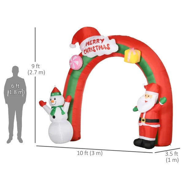 9ft Christmas Inflatable Archway With Santa Claus And Snowman For Outdoor, Blow Up Decoration With LED Lights - view 4