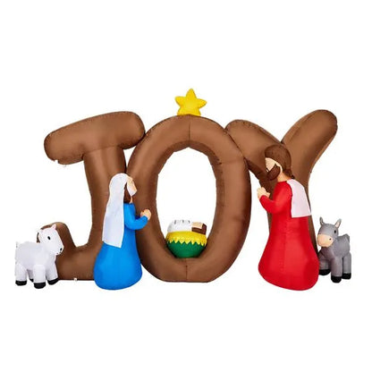 7.5FT Lighted Christmas Inflatable Decoration, Inflatable Nativity Scene With JOY Sign - view 5