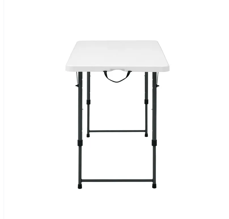 4 Foot Adjustable Height Folding Plastic Table, Indoor Outdoor White Granite - view 7
