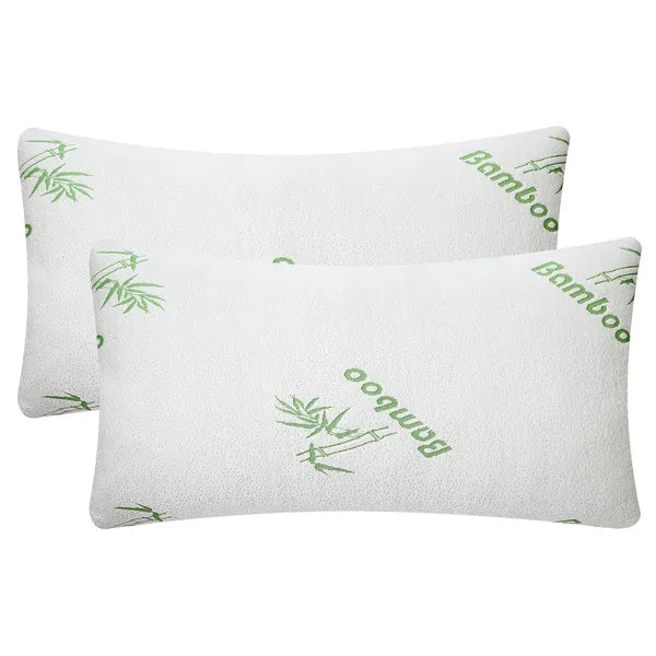 2Pcs Bamboo Memory Foam Pillow Hypoallergenic Bed Pillow For Head Neck Rest Sleeping Shredded Pillow Washable Cover
