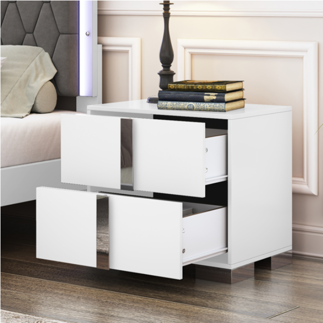 Elegant Nightstand With Metal Handle - view 2