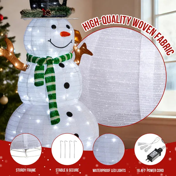 4FT Lighted Snowman And Squirrel Christmas Yard Decorations, Pre-lit Pull Up Snowman With 120 White LEDs - view 3