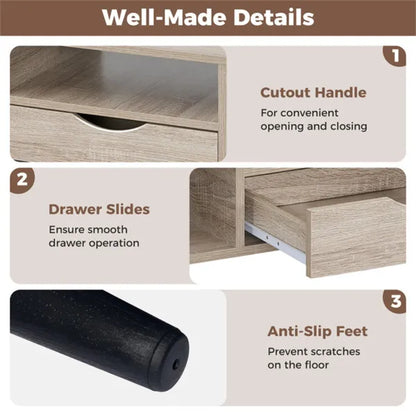 36.5" Rustic Coffee Table With Drawer & Open Shelves, Engineered Wood Center Table For Living Room Natural - view 5