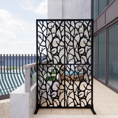 Metal Privacy Screens W3.8Ft X H6Ft Outdoor And Indoor Divider With Free Standing Decorative Privacy Screen For Balcony