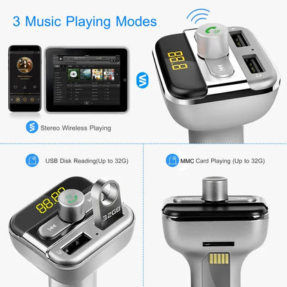 Car Wireless FM Transmitter 3.4A Dual USB Charge Hands-free Call Car MP3 Player - view 4