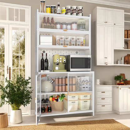 73'' Tall Kitchen Pantry Cabinet, 6 Level Flip Door With Pegboard Metal Pantry Storage Cabinet - view 9
