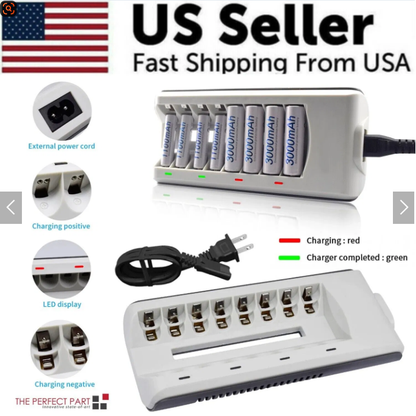 8 Slot Battery Charger For Ni-MH Ni-CD AA AAA Rechargeable Batteries Fast Charge - view 2