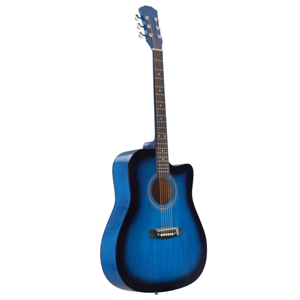 Blue 41-inch Dreadnought Barrel-shaped Cutaway Acoustic Guitar With Pick, Strings, Capo, Gig Bag, Tuner, Wrench Tool