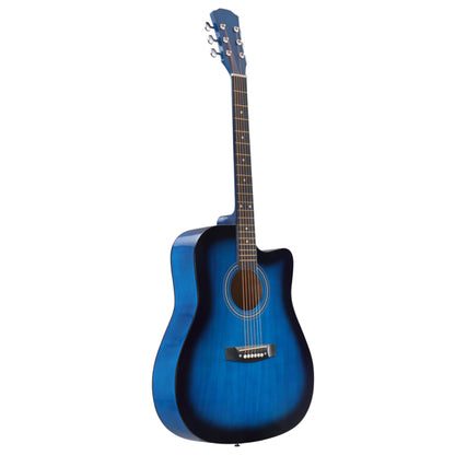 Blue 41-inch Dreadnought Barrel-shaped Cutaway Acoustic Guitar With Pick, Strings, Capo, Gig Bag, Tuner, Wrench Tool