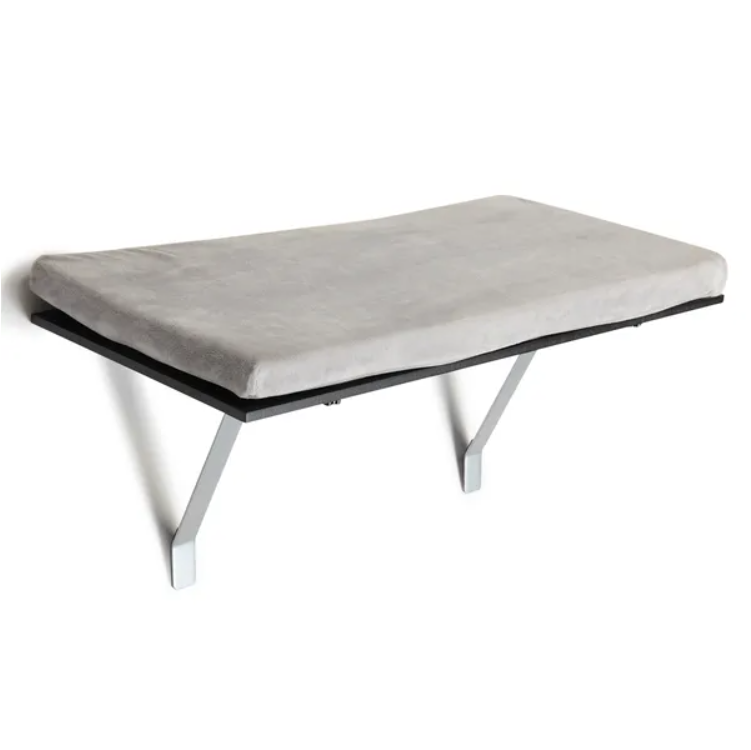 Cat Perch Window Mounted Shelf Bed With Velvet Cushion For Rest, Black Gray XH - view 6