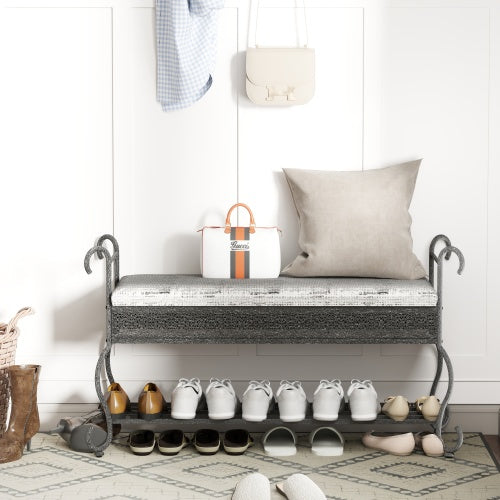 Shoe Rack Bench For Entryway Industrial Bench Rustic Shoe Rack For Small Spaces - view 3