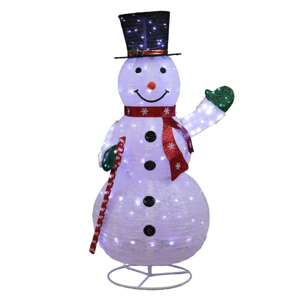 5.7FT Lighted Snowman Holding Candy Cane Christmas Yard Decorations, Pre-lit Pull Up Snowman With 210 White LEDs - view 8