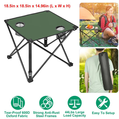1Pc-2Pcs Options - Foldable Camping Table Portable Picnic Table Lightweight Travel Desk With 2 Cup Holders Carrying Bag - view 5