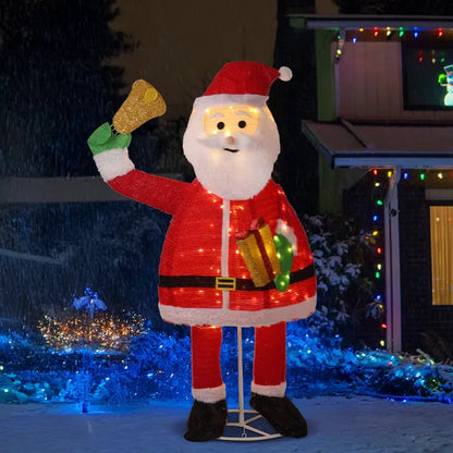6FT Lighted Santa Claus Holding Bell Christmas Yard Decorations, Pre-lit Pull Up Santa With 200 Warm White LEDs - view 3