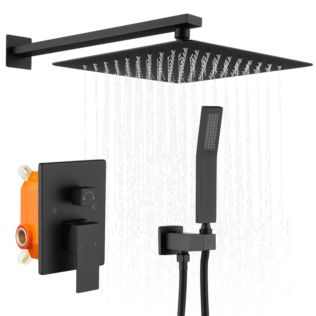 Shower System Shower Faucet Combo Set Wall Mounted with 12" Rainfall Shower Head and handheld shower faucet - view 6