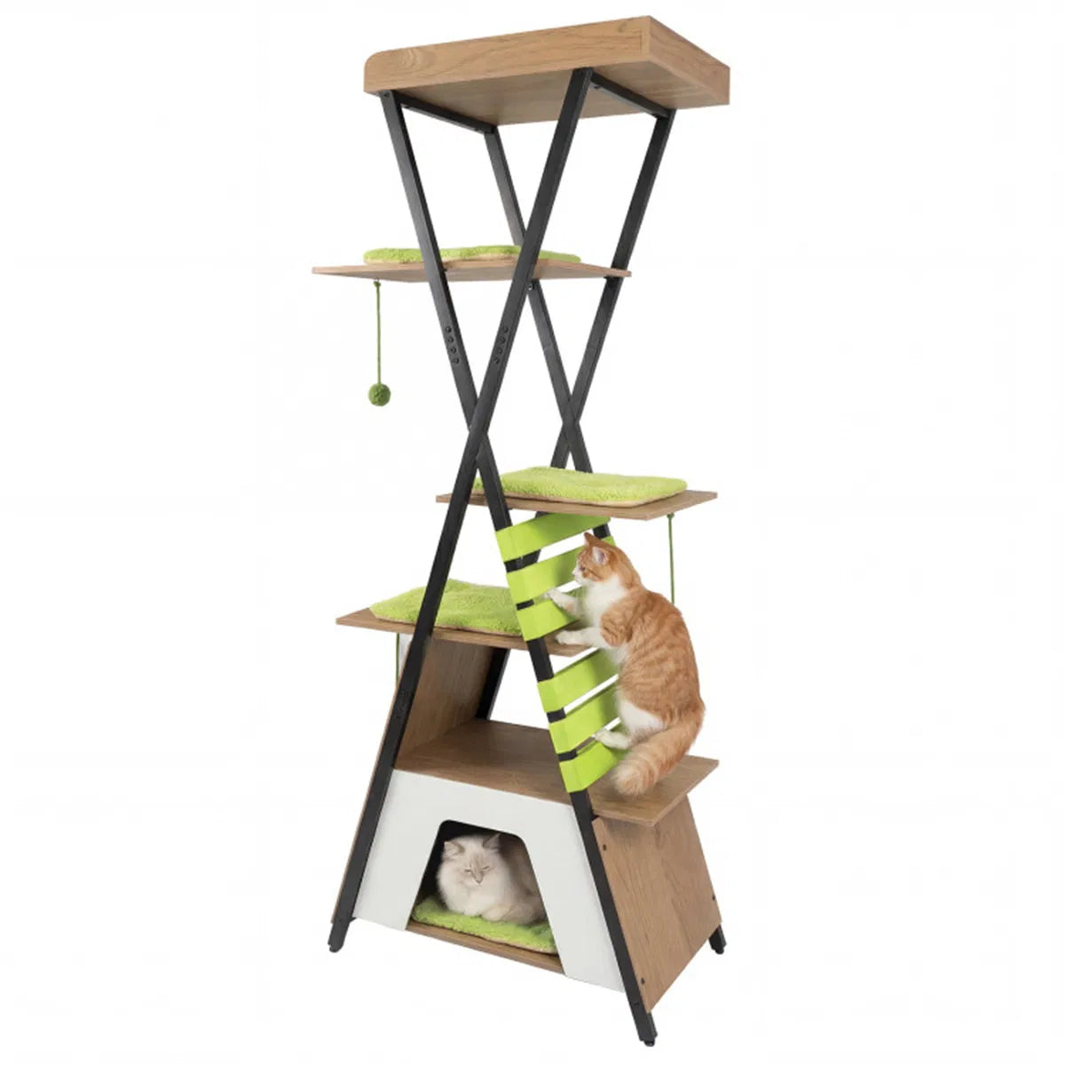 73" Multi-Level Cat Tree with Condo & Perch, Multi-Cat Climbing Tower with Scratching Pad & Interactive Toys - view 2