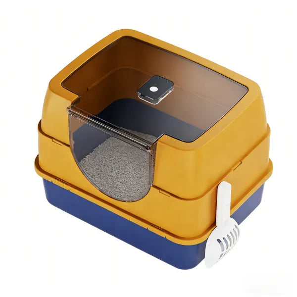 Galaxy Enclosed Orange Cat Litter Box, Sealed To Prevent Odors And Sanding, Stable And Durable - view 3