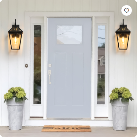 21inch H 2 Pack Outdoor Wall Lantern Light Modern Black Metal & Clear Glass Sconce For Porch, Patio - view 2
