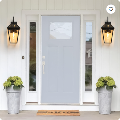 21inch H 2 Pack Outdoor Wall Lantern Light Modern Black Metal & Clear Glass Sconce For Porch, Patio - view 2