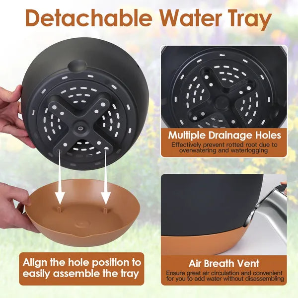 4Pcs 9.64In Diameter Hanging Planter With Drainage Holes Removable Self-Watering Tray Plastic Hanging Flower Plant Pots - view 8