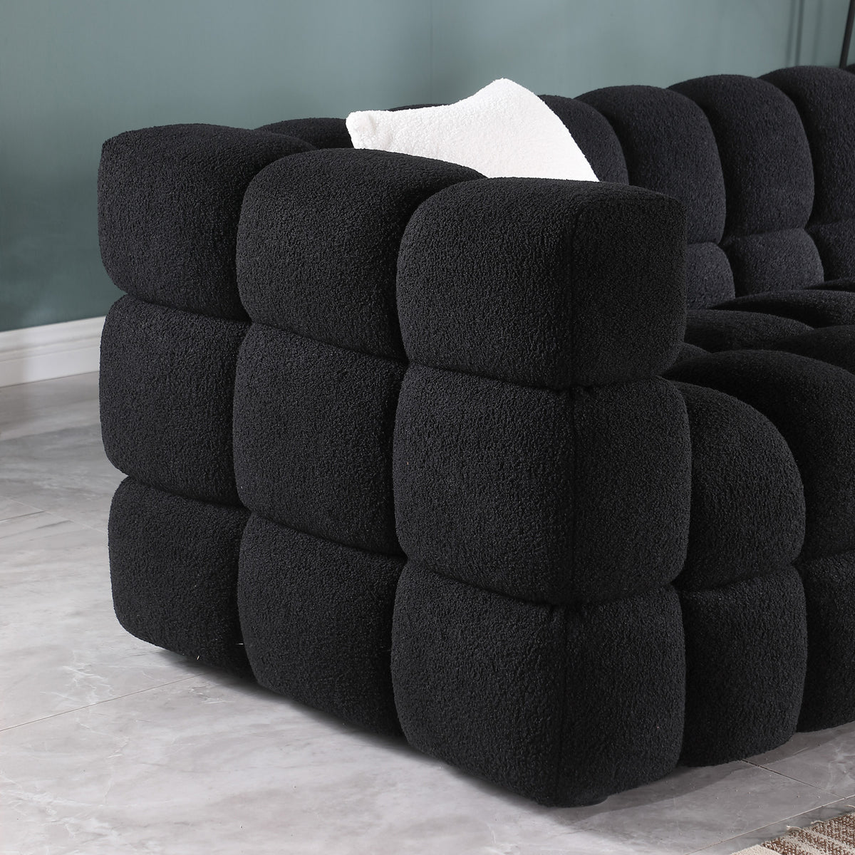 62.2length,35.83inch Deepth,human Body Structure For USA People, Marshmallow Sofa,boucle Sofa,BLACK Color, 2 Seater - view 5
