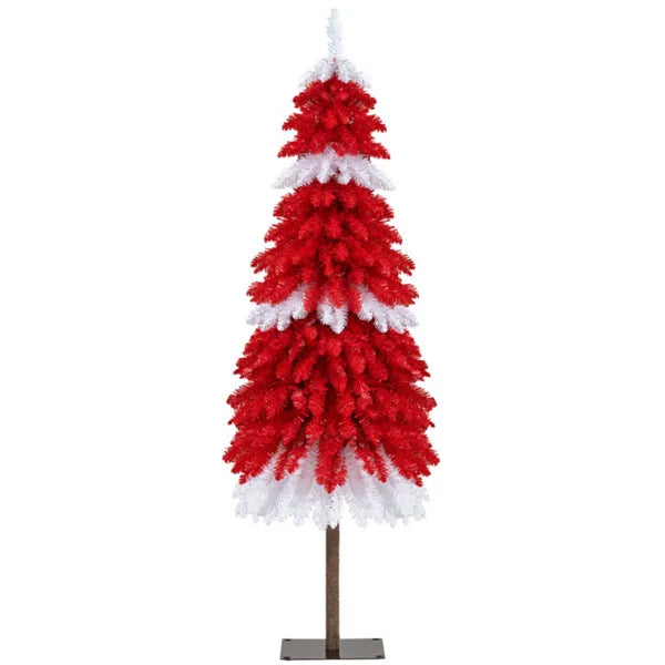 5ft Strawberry Shortcake Christmas Tree - 301 Branch Tips, 100 Warm White LEDs, Red+White+Browm PVC/Metal - view 3