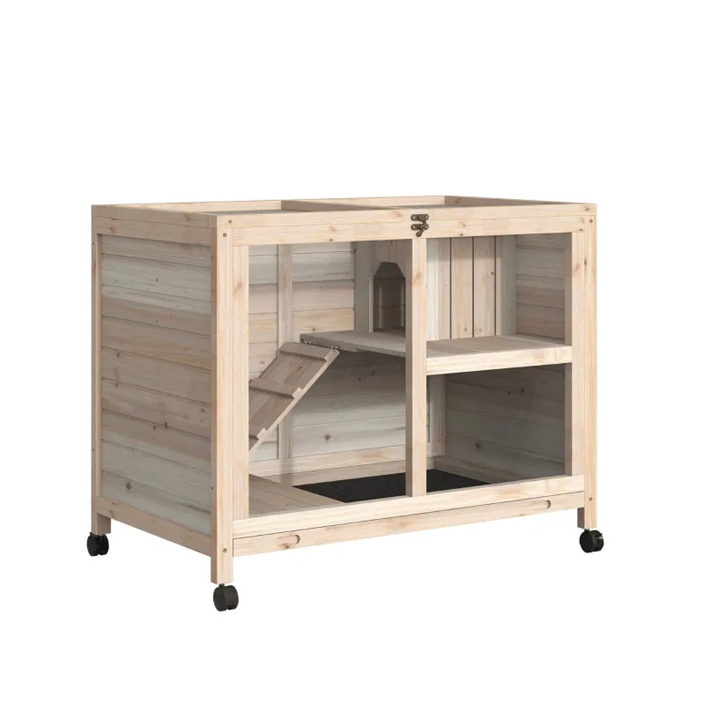 Pet cage / Wood Rabbit Hutch-Natural
