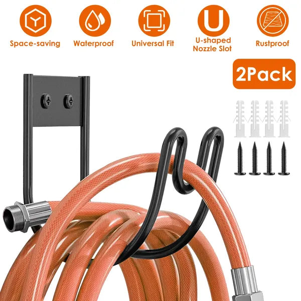 2Pack Heavy Duty Garden Hose Holder Stainless Steel Hose Hook Metal Hose Rack Reel Organizer For Water Hose Extension - view 7