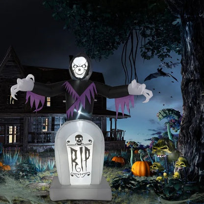 8ft Garden 3pcs LED String Lights Grim Reaper And Grave Inflatable Halloween Decoration - view 4