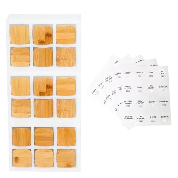 18 PCS Square Seasoning Jar Pepper Seasoning Bottle Pepper Powder Bottle 240ml Bamboo Wood Glass Seasoning Tank Square - view 6
