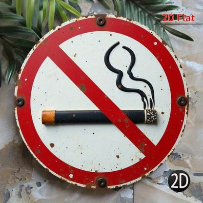 Vintage | 1PC Round Iron Metal No Smoking Sign 8x8 Inch 2D Flat Print Warning Plaque Multi-Use Wall Decor Art For Home - view 5