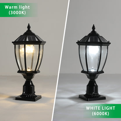 Black Solar Powered LED Outdoor Lantern, Vintage Garden Light With Elegant Glass Design For Pathways, Yards - view 9