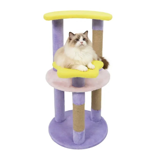 29" Moon & Star Cat Tree With 4 Levels, Jute Scratching Posts & Anti-Tipping Device For Kittens & Adults-Purple - view 3