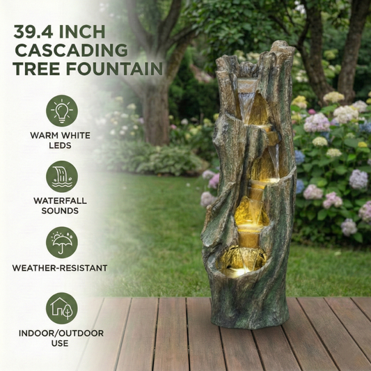 Waterfall Fountain For Outdoor Gardens And Patio Backyards Includes Energy-Efficient LED Lights And Easy Setup - view 2