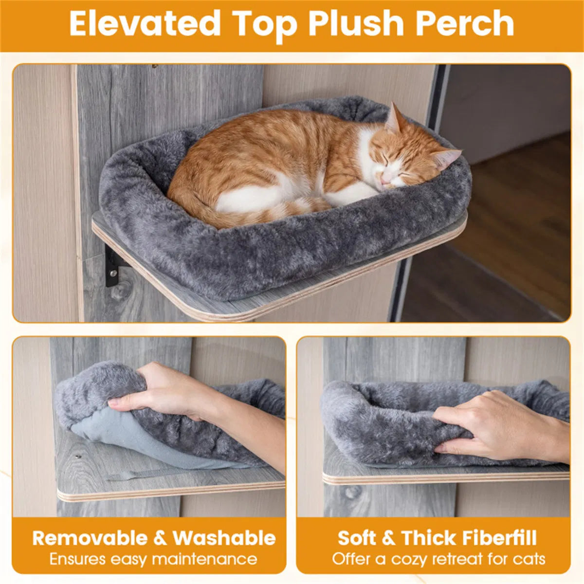 Door Hanging Cat Tree 5-Level Height Adjustable 4-Tier Climber No-Drill for Apartment Grey - view 7