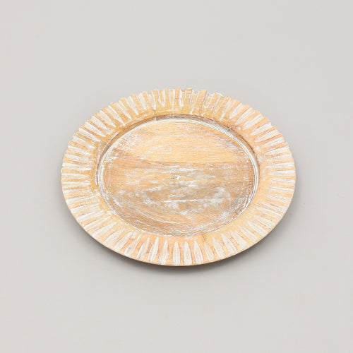 Handcrafted Wood White Charger Plate Wooden Dinning Placemat Artisan Wood Tableware