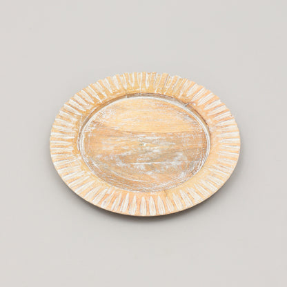 Handcrafted Wood White Charger Plate Wooden Dinning Placemat Artisan Wood Tableware
