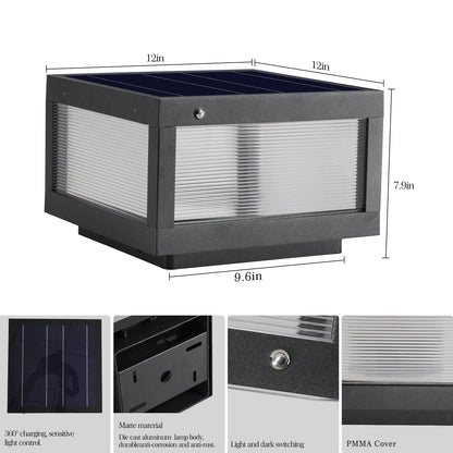 12inch Black Solar Powered LED Post Cap Light, Modern Outdoor LED Fence Light For Pathways, Decks, And Patios1-Pack - view 10