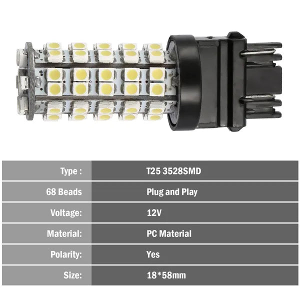 10Pcs/Kit LED Car Light Bulbs 760lm T25 3528SMD 6000K Pure White Auto Lamps Replacement - view 2