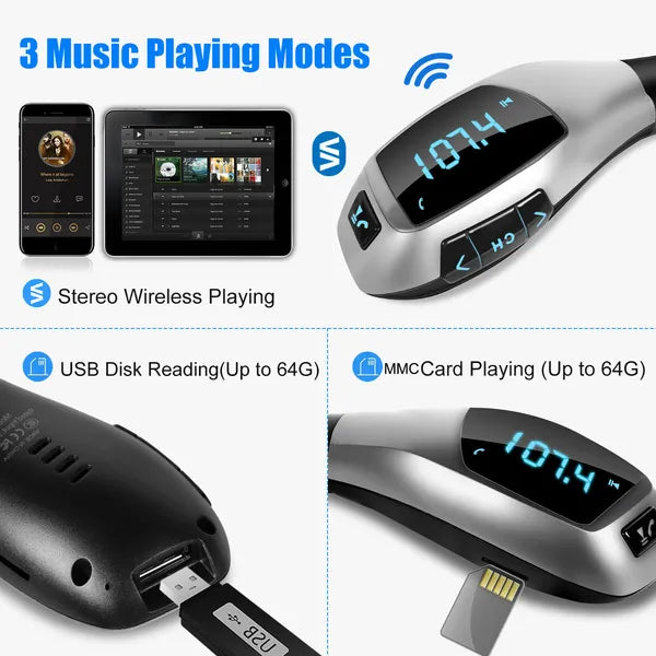Car FM Wireless Transmitter USB Charge Hands-free Call MP3 Player - view 3