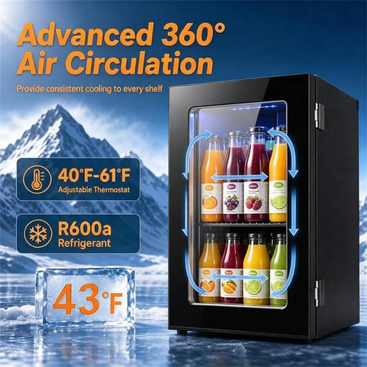 0.6 Cu.Ft Mini Beverage Refrigerator with Digital Touch Control 40F-61F Adjustable Thermostat - view 2