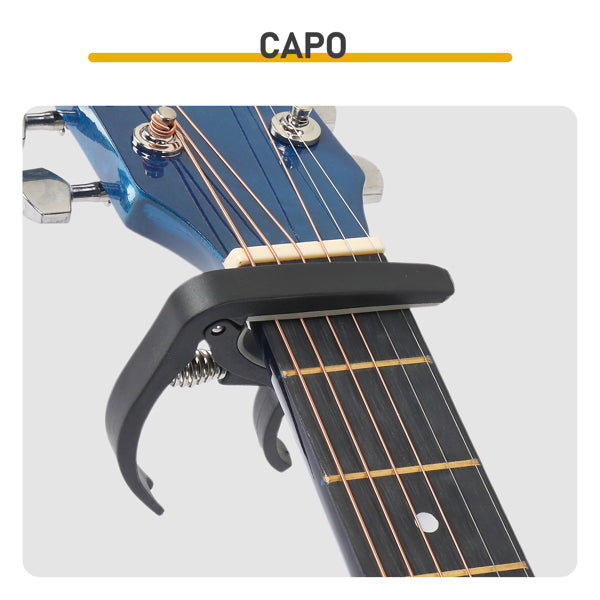 Blue 41-inch Dreadnought Barrel-shaped Cutaway Acoustic Guitar With Pick, Strings, Capo, Gig Bag, Tuner, Wrench Tool - view 4