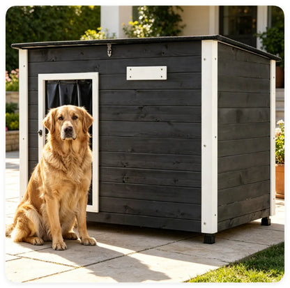 42.5" x 27" x 33.5" Outdoor Dog House with Sloped Asphalt Roof, Elevated Floor & Openable Roof Weatherproof Pet Kennel - view 9
